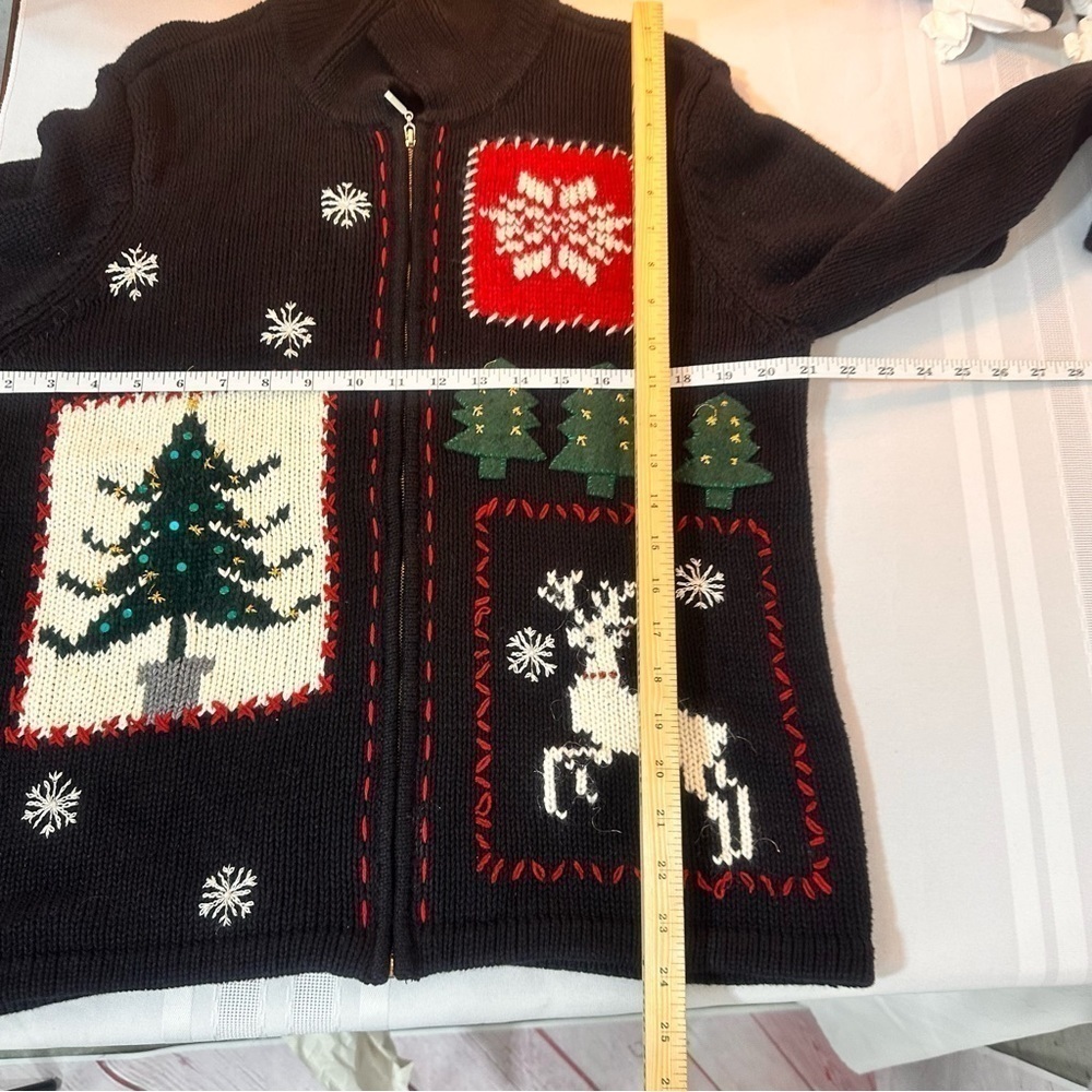 Women’s vintage Christmas cardigan zippered Christmas sweater stretchy g… - Picture 5 of 10